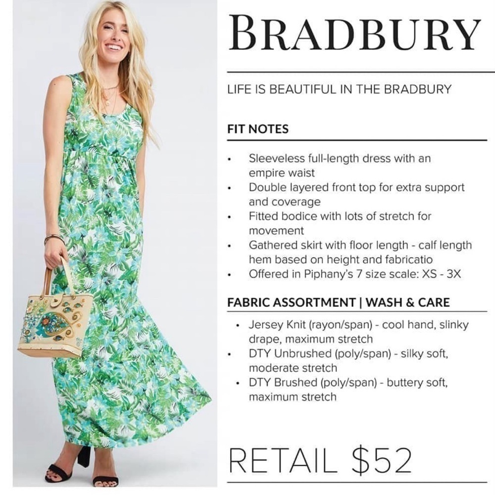 Green and Blue Floral Maxi Bradbury Dress by Piphany NWT